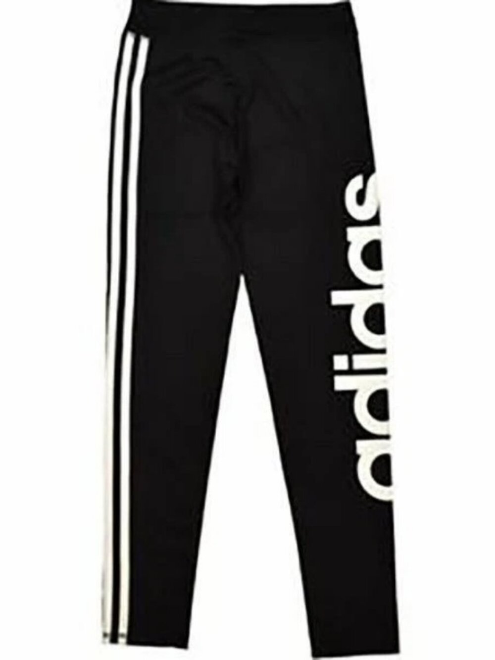 Adidas Kids Girls' Performance Tight Three Stripe Leggings - L- Black/White Text